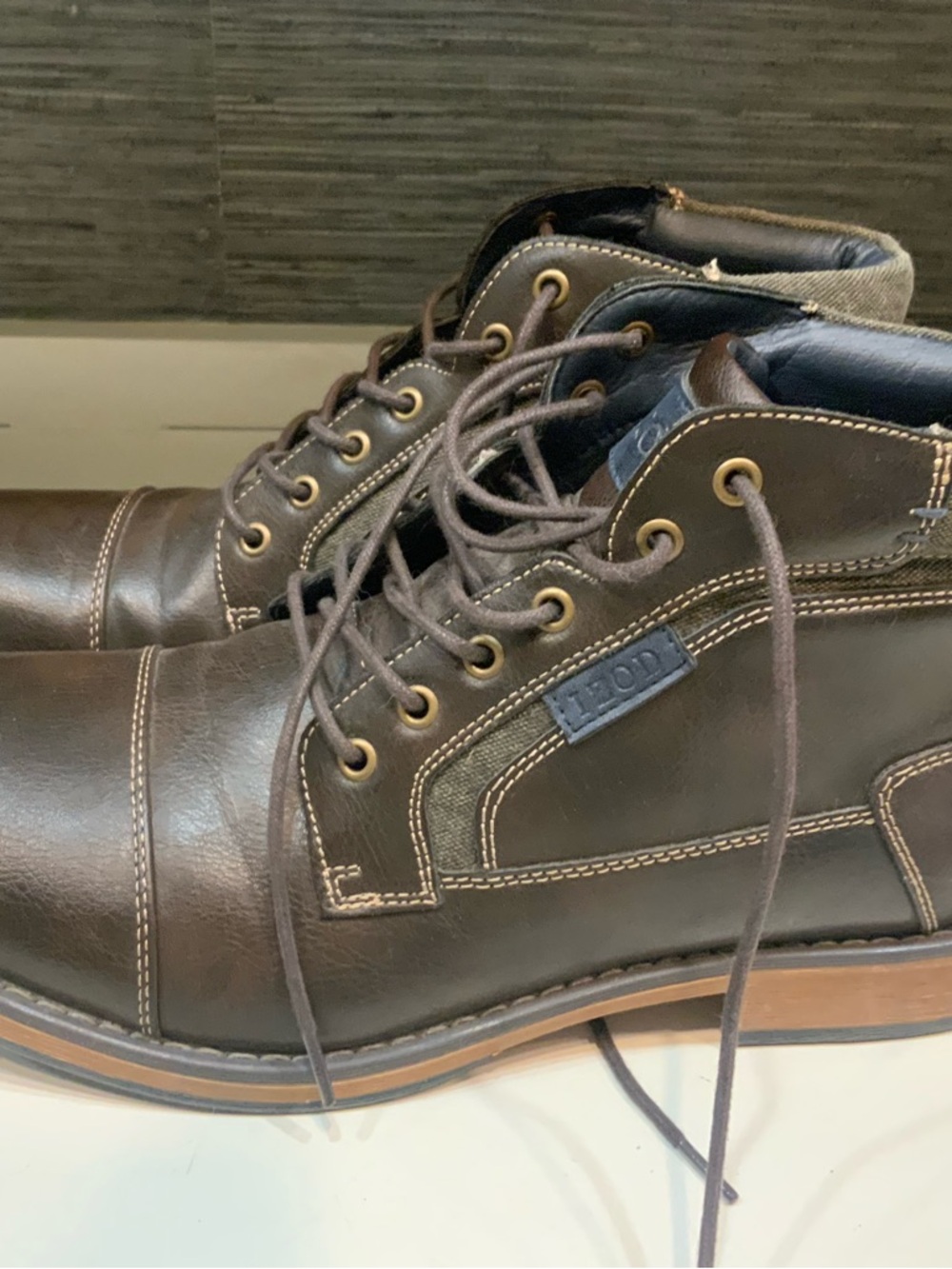 Izod Dark Brown Leather Chukka Boots with Tan Sole